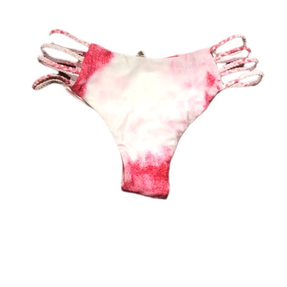New Pink Tie Dyed Lace Up Bikini Sz: Medium - Picture 6 of 7